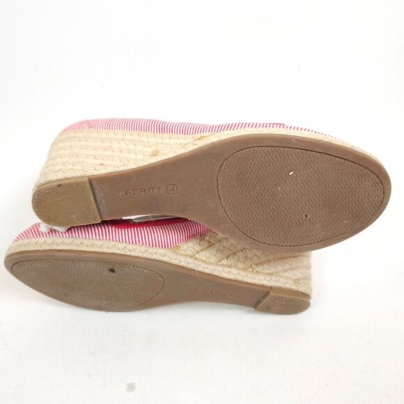 Sperry Clarens Womens Wedge Red white Striped Ropes Espadrilles shoes Size 9.5 M - Picture 3 of 11